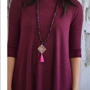 Pink and Gold Beaded Necklace